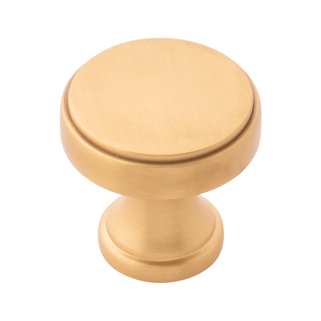 Brownstone Knob 1-1/4 Inch Diameter Brushed Golden Brass Finish