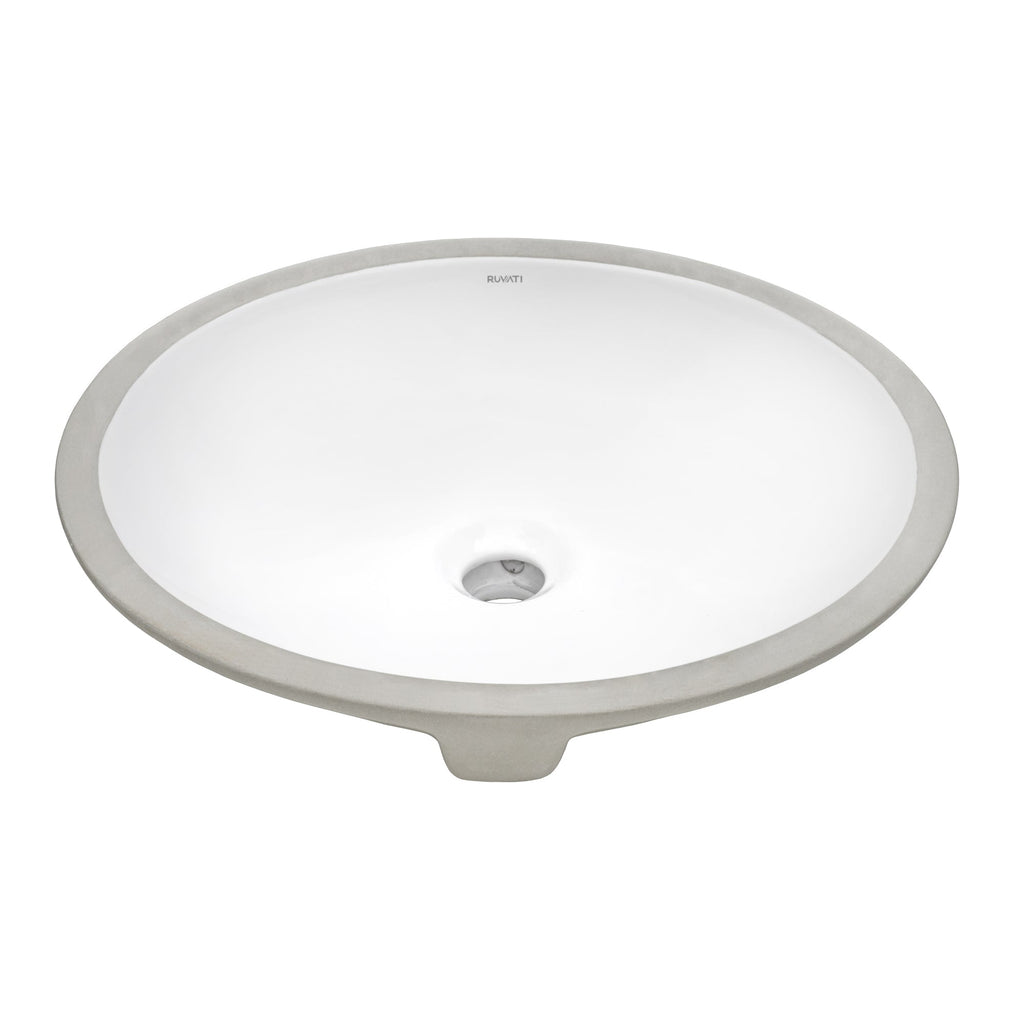 Ruvati Vanity 19 x 16 Undermount White Oval Porcelain Ceramic with Overflow