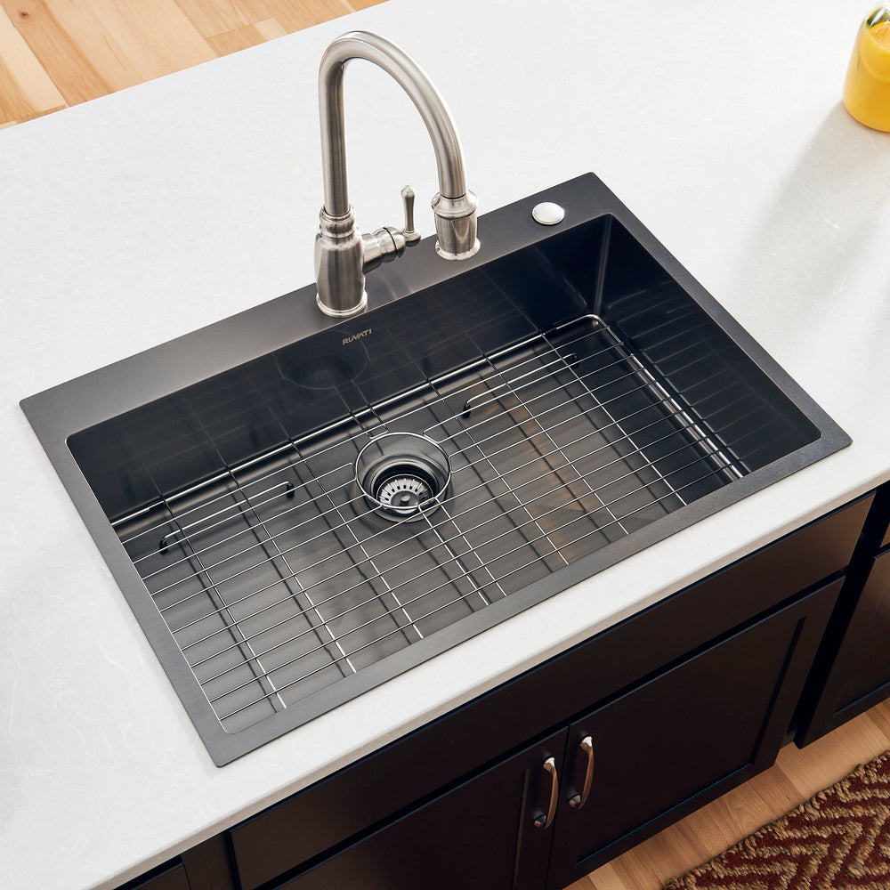 Topmount 30x22 Single Basin Sink Black