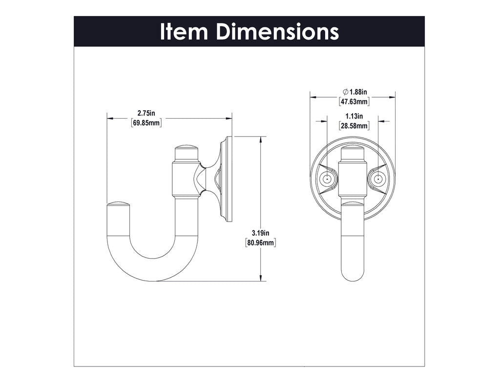 Piper Hook 1-1/8 Inch Center to Center Brushed Golden Brass Finish