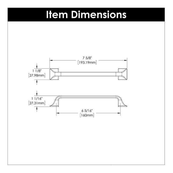 Forge Pull 6-5/16 Inch (160mm) Center to Center Brushed Golden Brass