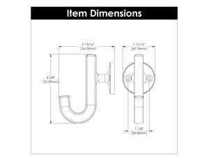 Woodward Hook 1-1/8 Inch Center to Center Brushed Golden Brass