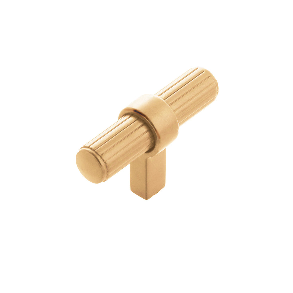Sinclaire T-Knob 2-3/8 Inch x 3/4 Inch Brushed Golden Brass Finish
