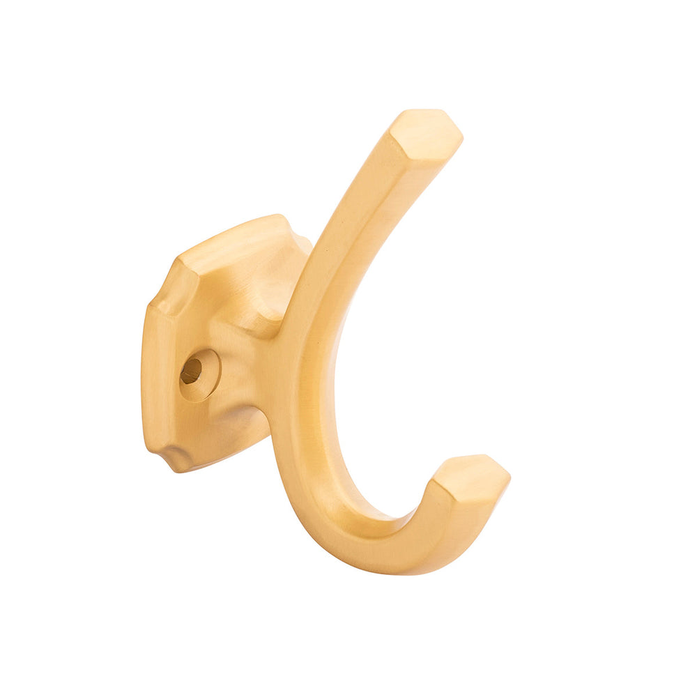 Veranda Hook 1 Inch Center to Center Brushed Golden Brass