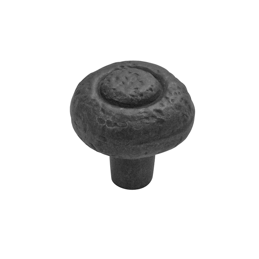 Refined Rustic Knob 1-1/4 Inch Diameter Black Iron Finish