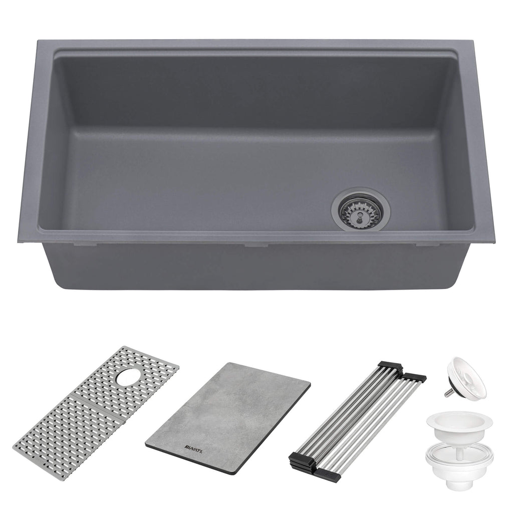 Granite Topmount 33x19 Single Basin Sink Urban Gray