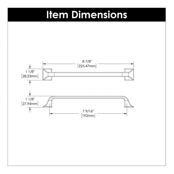 Forge Pull 7-9/16 Inch (192mm) Center to Center Brushed Golden Brass
