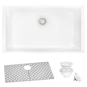 Kitchen Sink Granite Undermount 33x19 Single Bowl Artic White
