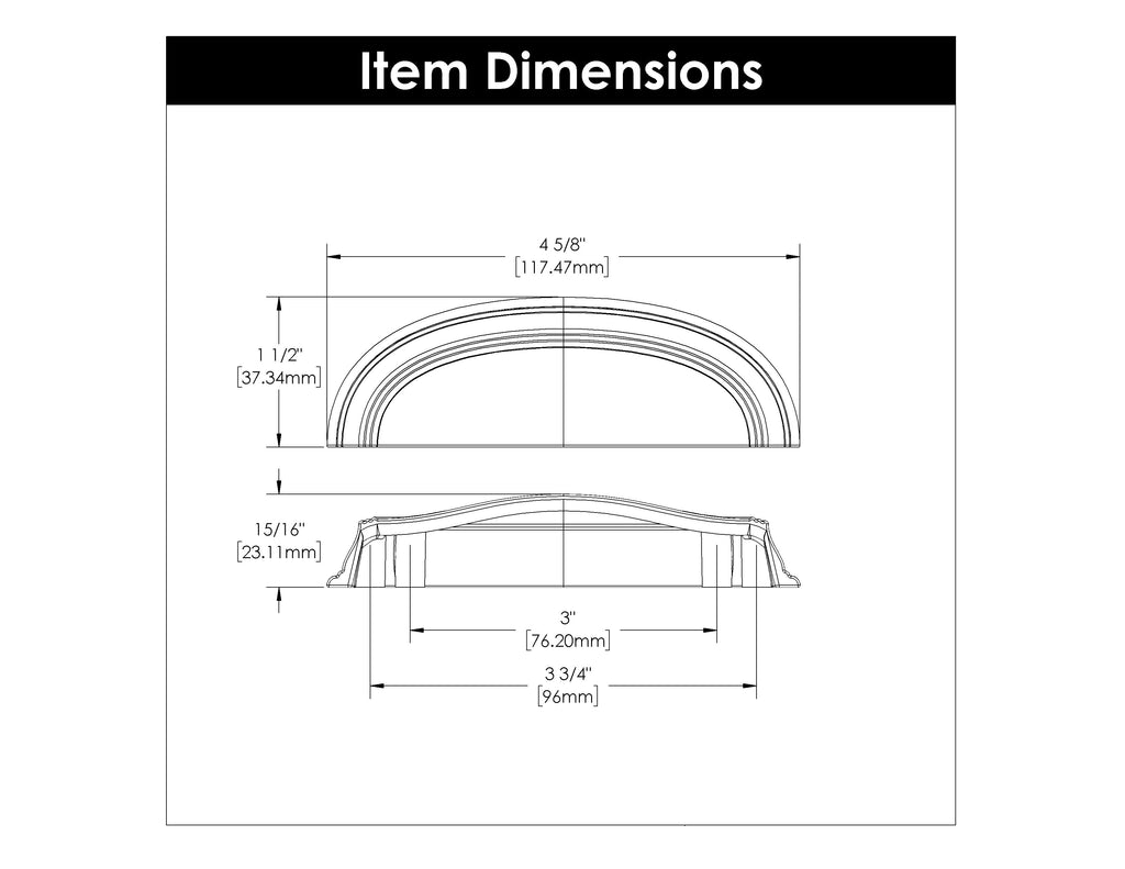 American Diner Cup Pull 3 Inch & 3-3/4 Inch (96mm) Center to Center Satin Nickel Finish