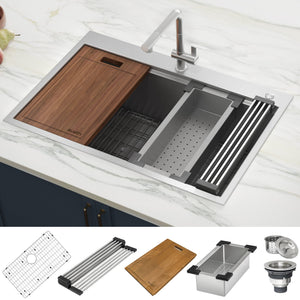 Topmount Workstation 30x22 Single Basin Sink