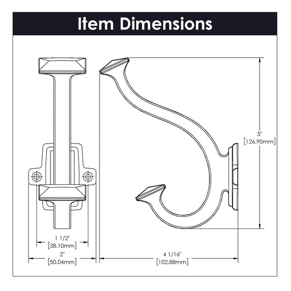 Bungalow Signature Hook 1-1/2 Inch Center to Center Oil-Rubbed Bronze Highlighted