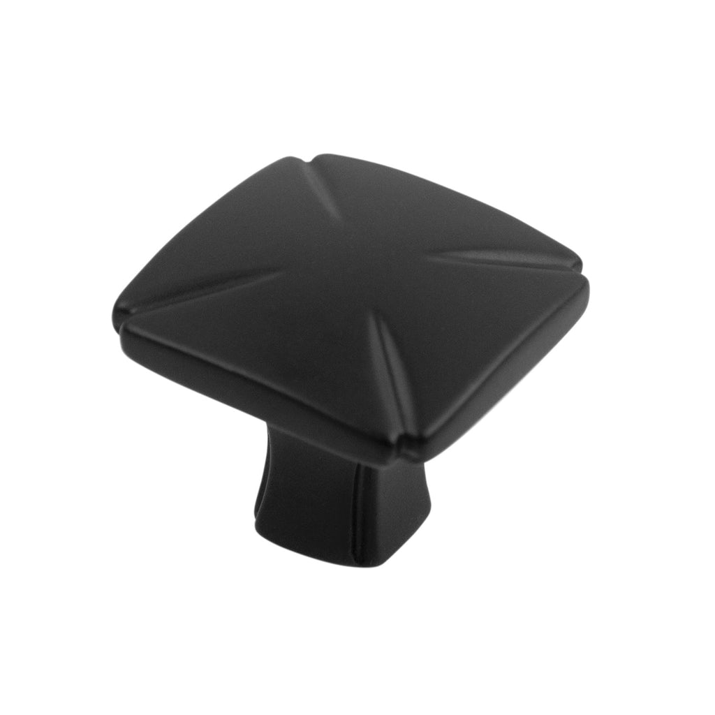 Bridges Knob 1-3/16 Inch Square Matte Black Finish