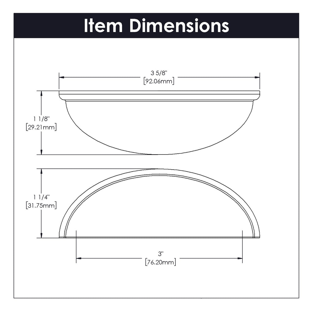 Worthington Cup Pull 3 Inch Center to Center Matte Black Finish (10 Pack)
