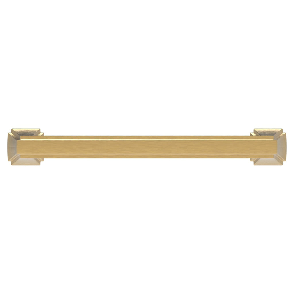 Bridges Pull 5-1/16 Inch (128mm) Center to Center Brushed Golden Brass Finish