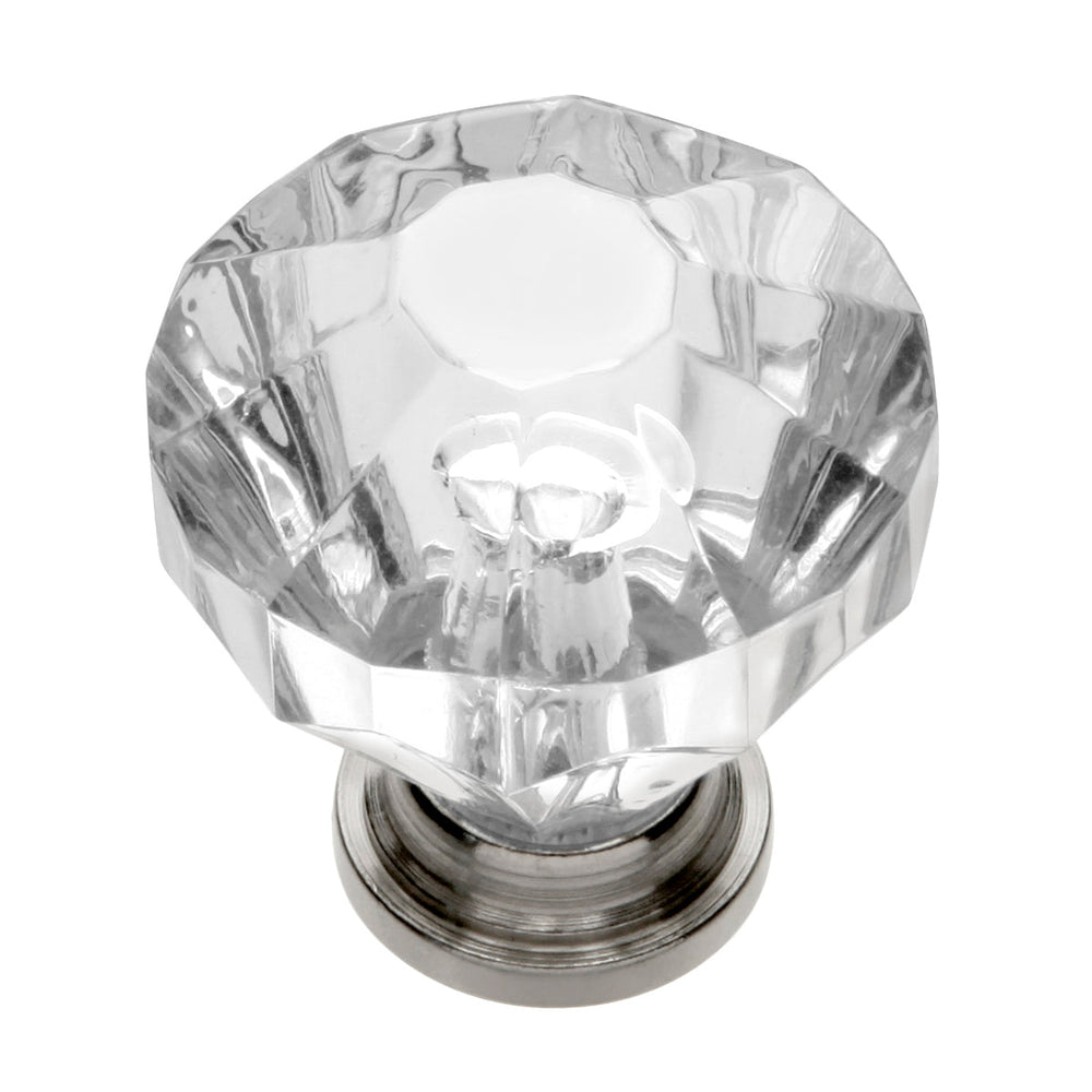 Crystal Palace Knob 1-1/4 Inch Diameter Crysacrylic with Polished Nickel