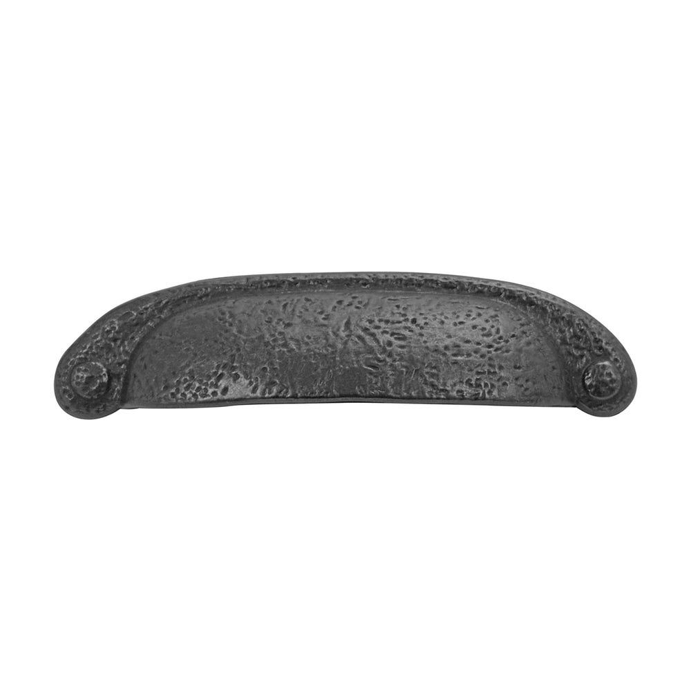 Refined Rustic Cup Pull 3 Inch & 3-3/4 Inch (96mm) Center to Center Black Iron