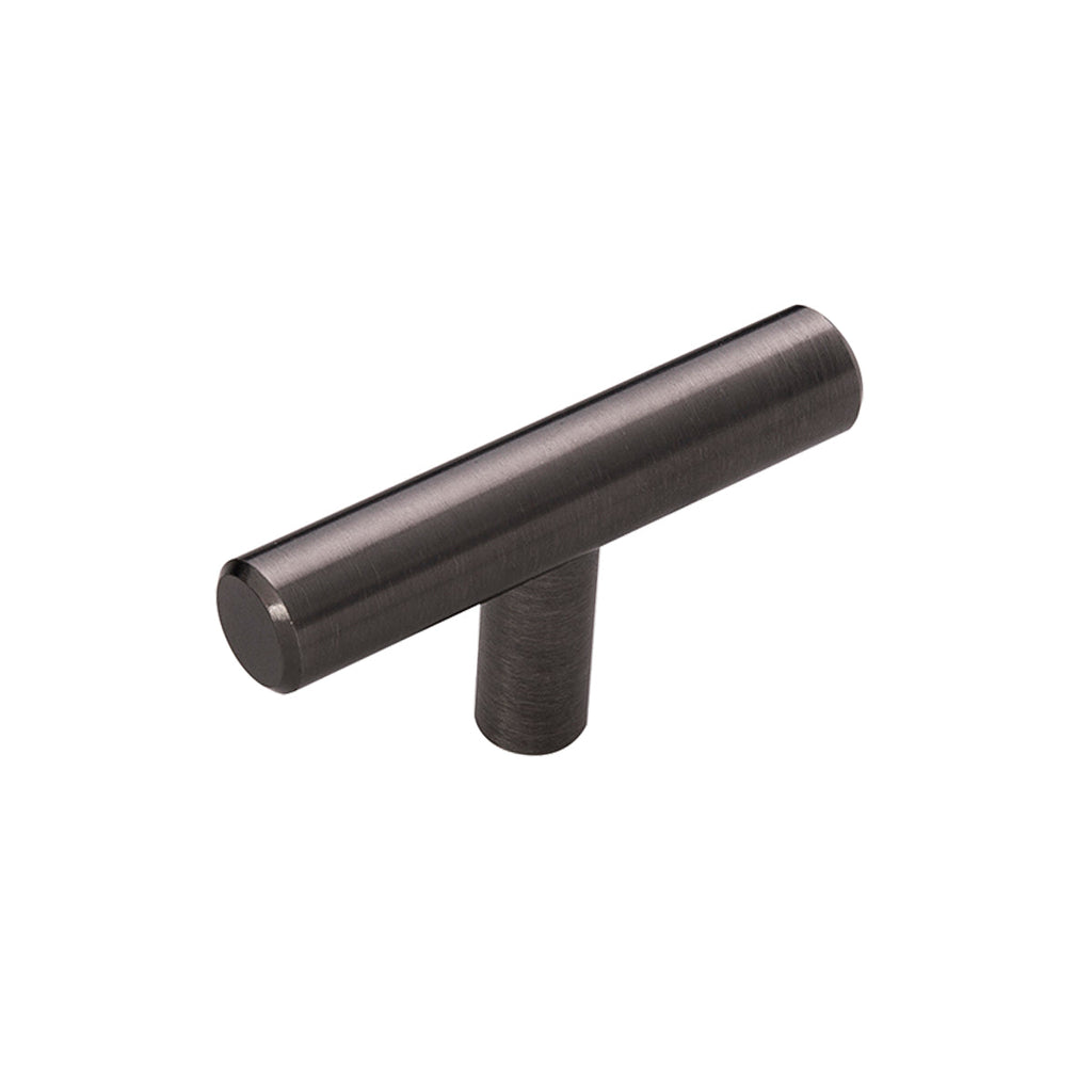 Bar Pulls T-Knob 2-3/8 Inch x 1/2 Inch Brushed Black Nickel Finish