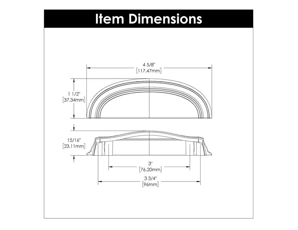 American Diner Cup Pull 3 Inch & 3-3/4 Inch (96mm) Center to Center Brushed Golden Brass
