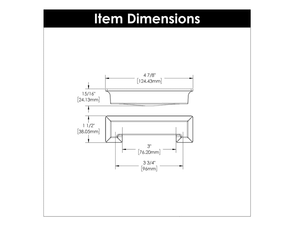 Studio Cup Pull 3 Inch & 3-3/4 Inch (96mm) Center to Center Satin Nickel Finish