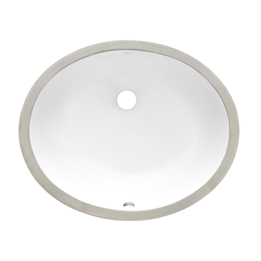 Ruvati Vanity 19 x 16 Undermount White Oval Porcelain Ceramic with Overflow