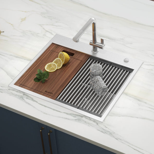 Topmount Workstation 25x22 Single Basin Sink