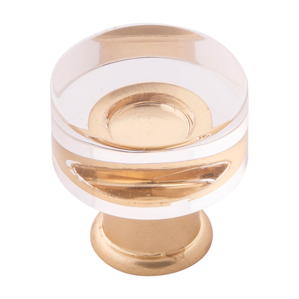 Midway Knob 1 Inch Diameter Crysacrylic with Brushed Golden Brass Finish