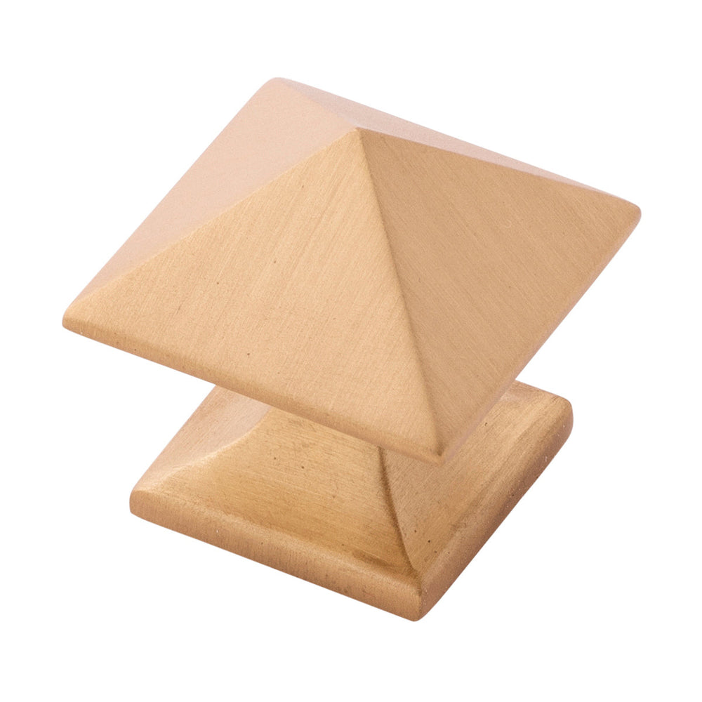 Studio Knob 1-1/4 Inch Square Brushed Golden Brass