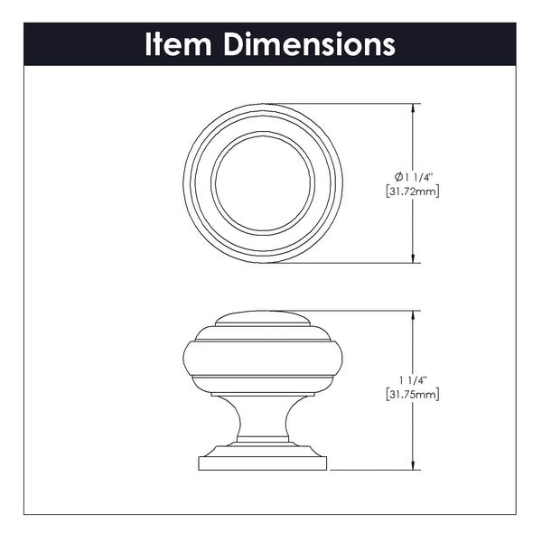 Zephyr Knob 1-1/4 Inch Diameter Satin Nickel
