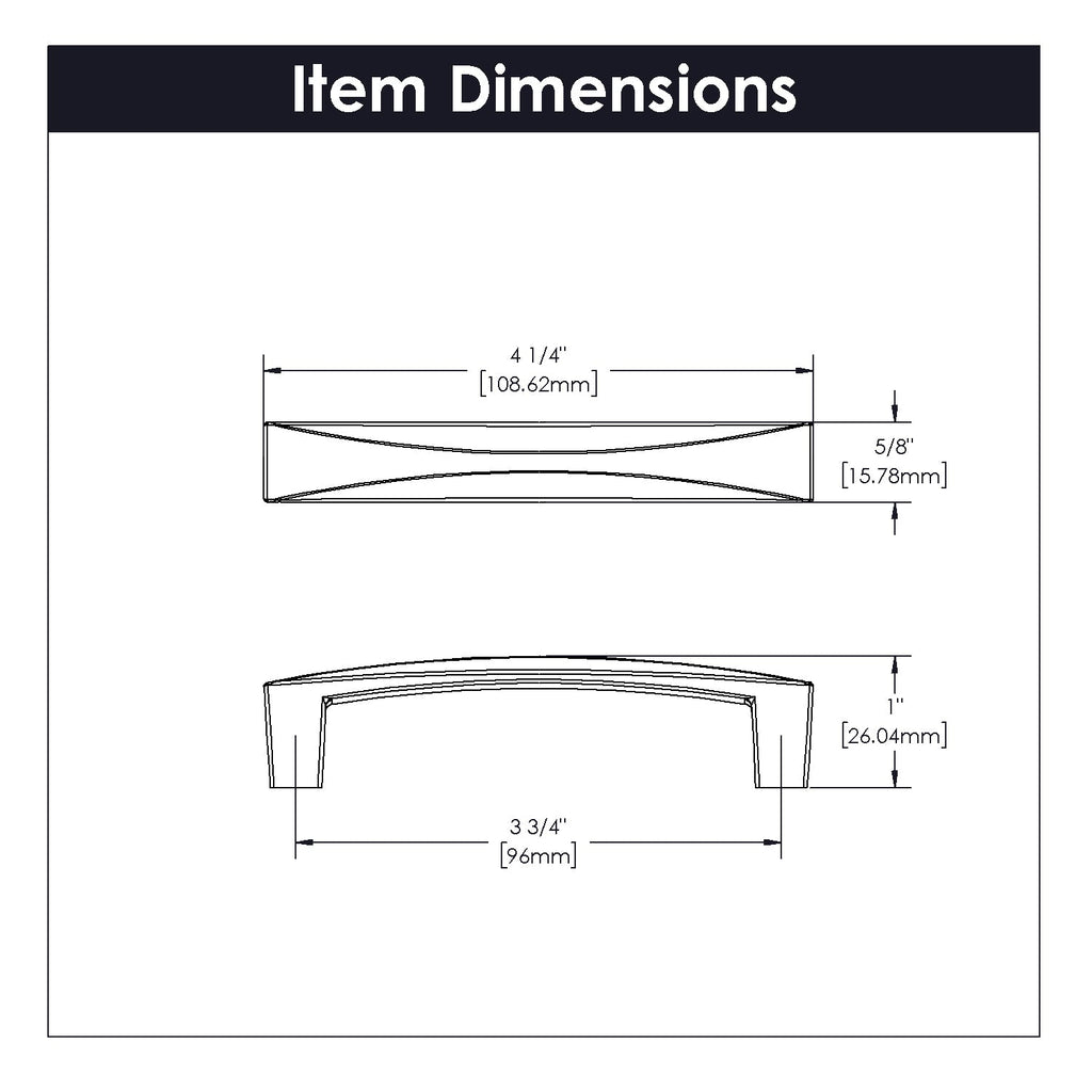 Crest Pull 3-3/4 Inch (96mm) Center to Center Satin Nickel Finish