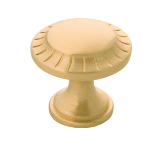 Vintage 1900 Knob 1-3/16 Inch Diameter Satin Brass