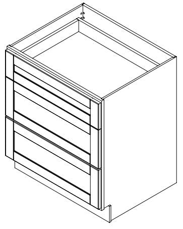 Platinum Grey Shaker 30 in. 3-Drawer Base Cabinet