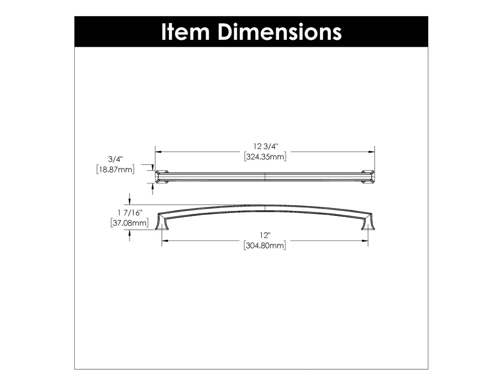 Bridges Pull 12 Inch Center to Center Satin Nickel Finish