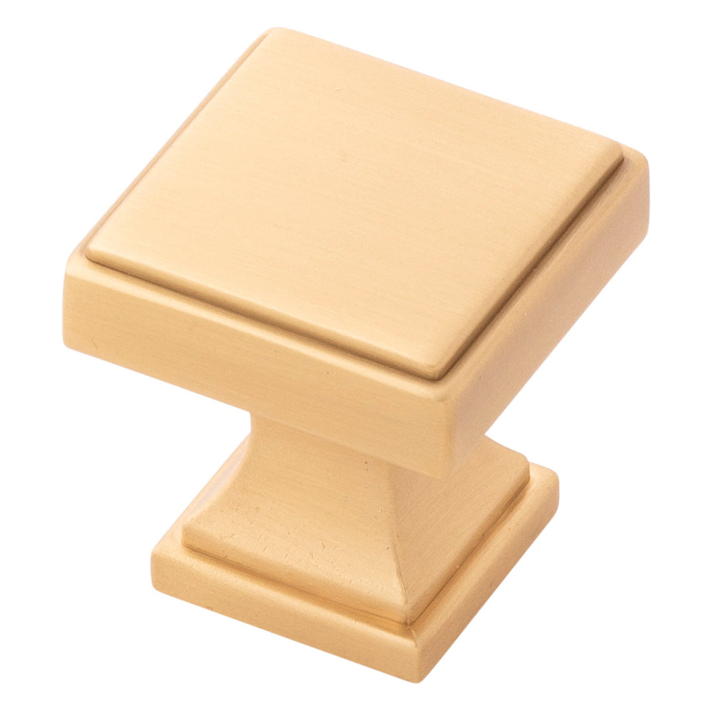 Brownstone Knob 1-1/8 Inch Square Brushed Golden Brass
