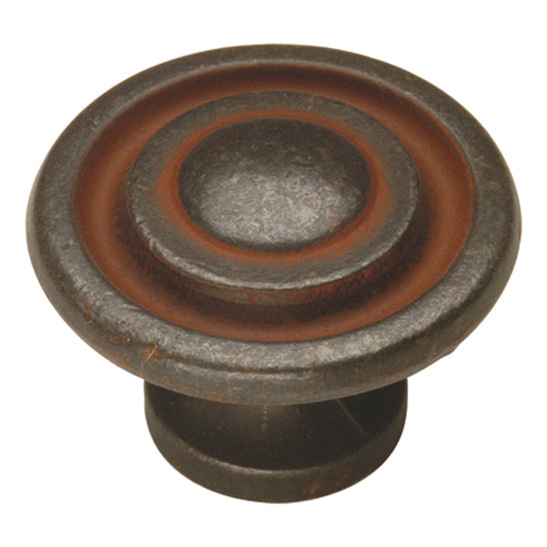 Manchester Knob 1-3/8 Inch Diameter Rustic Iron