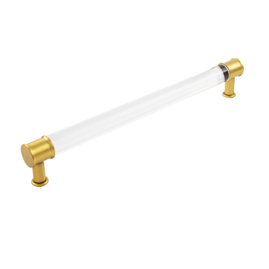 Midway Pull 12 Inch Center to Center Crysacrylic with Brushed Golden Brass Finish