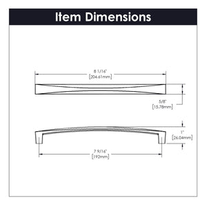 Crest Pull 7-9/16 Inch (192mm) Center to Center Satin Nickel