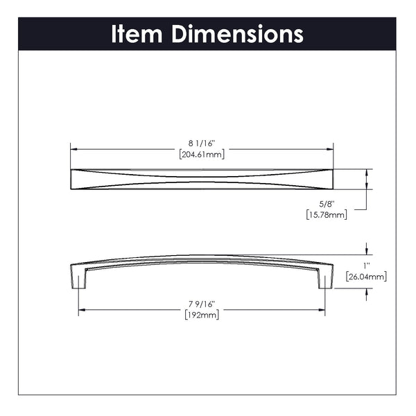 Crest Pull 7-9/16 Inch (192mm) Center to Center Satin Nickel