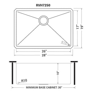 28-inch Undermount 16 Gauge Stainless Steel Sink  Single Bowl