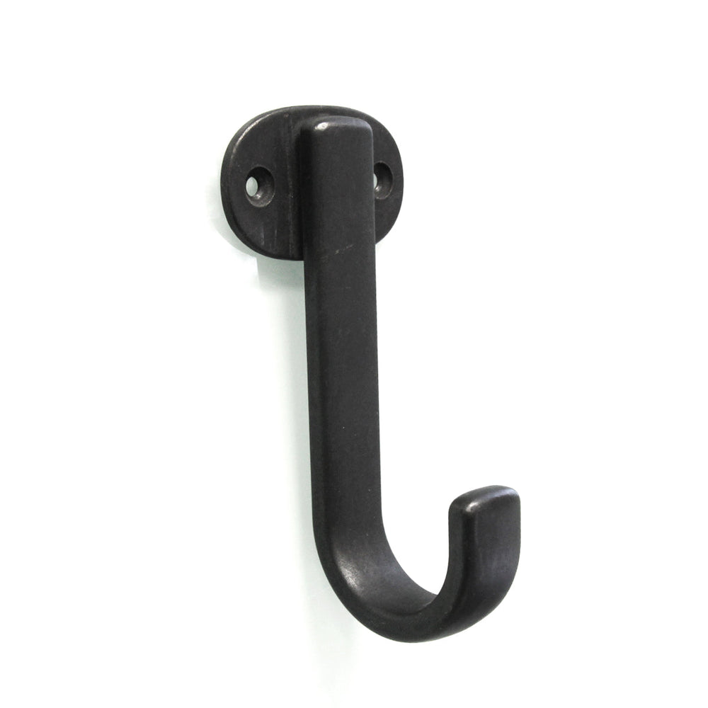 Euro-Contemporary Single Prong Hook 4-3/4 Inch Long Black Iron