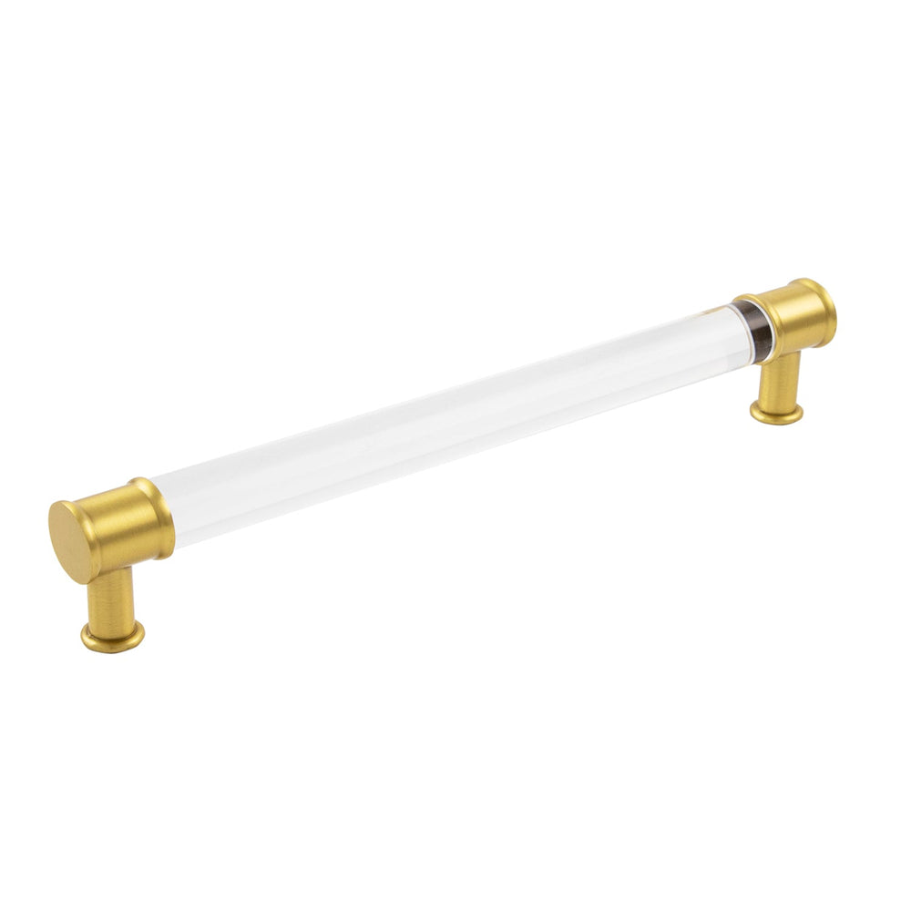 Midway Pull 8-13/16 Inch (224mm) Center to Center Crysacrylic with Brushed Golden Brass
