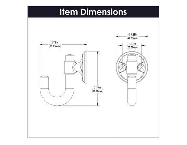 Piper Hook 1-1/8 Inch Center to Center Chrome