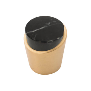 Firenze Knob 1-1/4 Inch Diameter Black Marble with Brushed Golden Brass