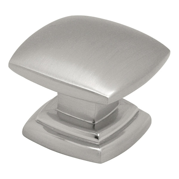 Euro-Contemporary Knob 1-1/2 Inch Square Satin Nickel