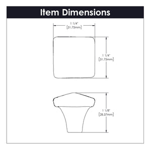 Carbonite Knob 1-1/4 Inch Square Black Iron