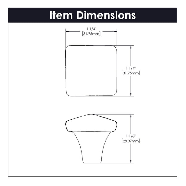 Carbonite Knob 1-1/4 Inch Square Black Iron