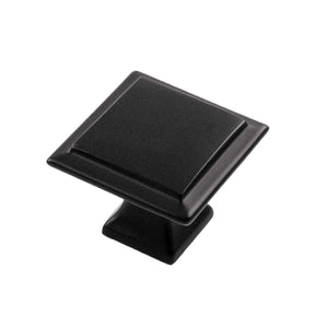 Studio II Knob 1-1/4 Inch Square Matte Black