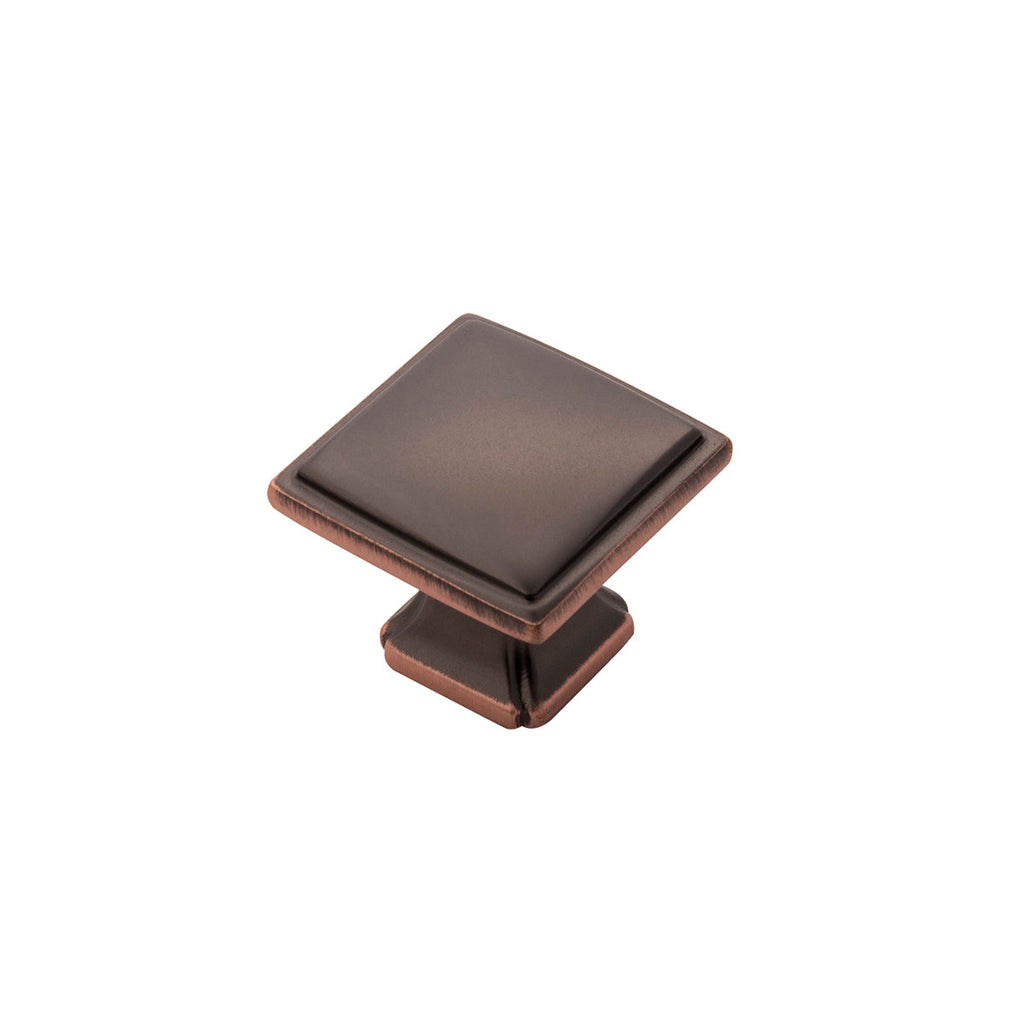 Bridges Knob 1-1/4 Inch Square Oil-Rubbed Bronze Highlighted Finish