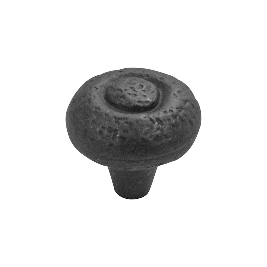 Refined Rustic Knob 1-1/2 Inch Diameter Black Iron Finish