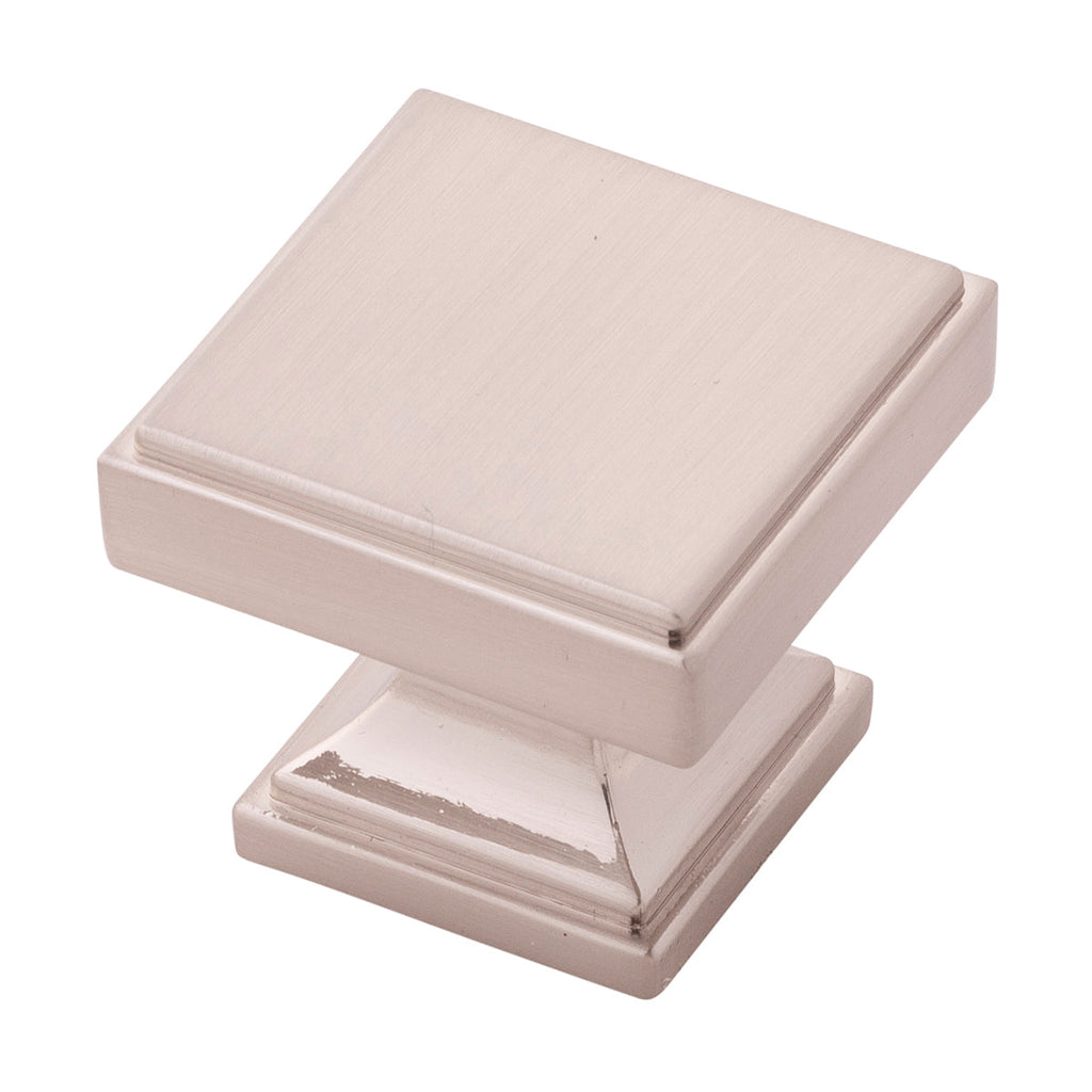 Brownstone Knob 1-3/8 Inch Square Satin Nickel Finish