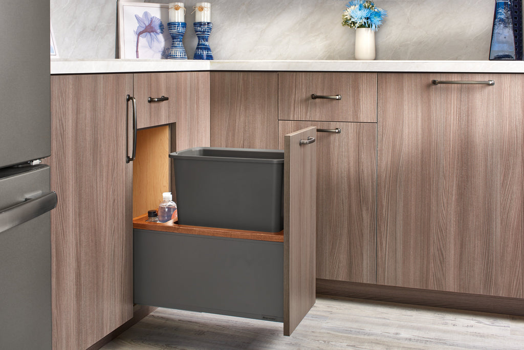 Euro 12'' Pullout Wastebasket Blum Walnut